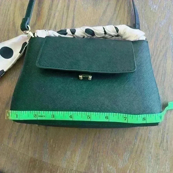 Zara Mini City Bag with Polka Dot Printed Scarf in Dark Forest Green - Picture 6 of 11